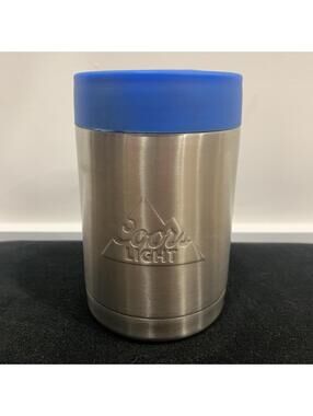 Coors Light Silver Bullet Metal Keg Koozie Blue Top Vintage